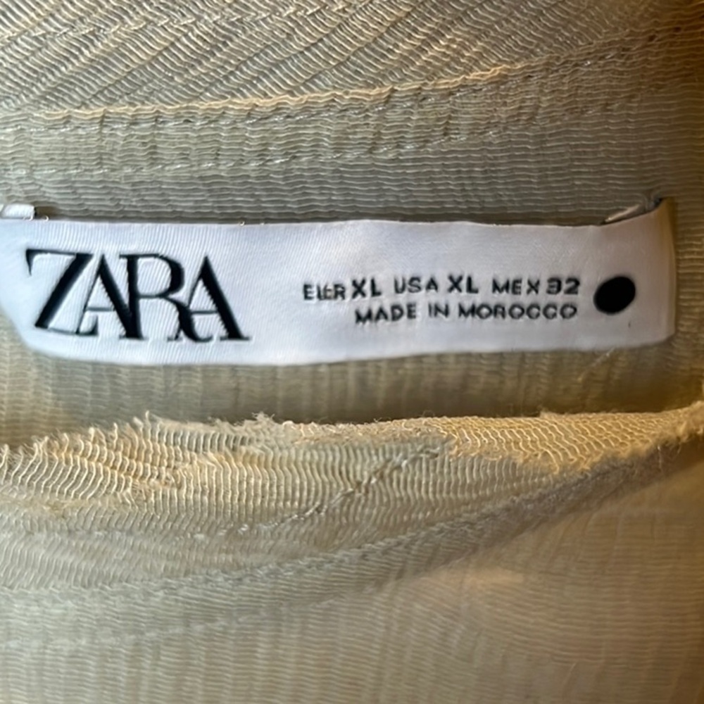Zara Cream Long Sleeve Sheer Top - Picture 2 of 12